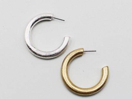 40mm Matt Metal Hoop Earrings Online