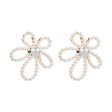 Pearl Flower Statement Earrings For Sale