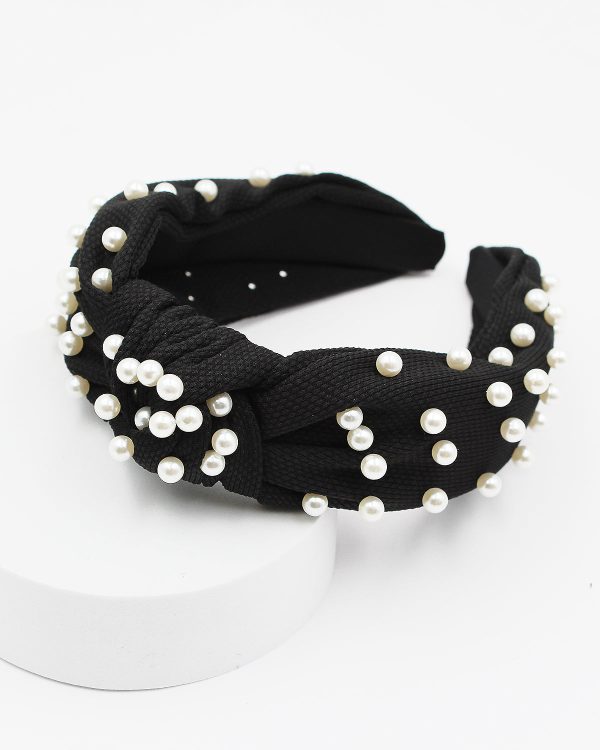 Pearl Beaded Knotted Fabric Headband Online Sale