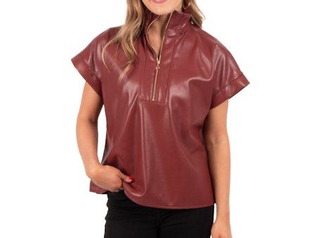 Poppy Faux Leather Pullover Hot on Sale