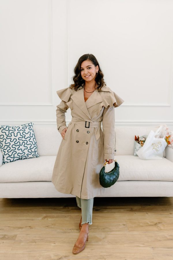 Ruffle Detail Trench Coat Cheap