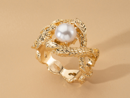 Gold Pearl Eye Statement Ring Online now