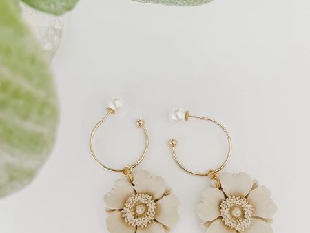 Paige Pearl Hoop Clay Earrings on Sale