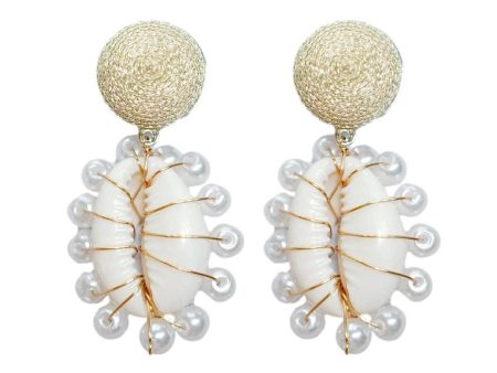 Pearl Wrapped Shell Earrings Cheap