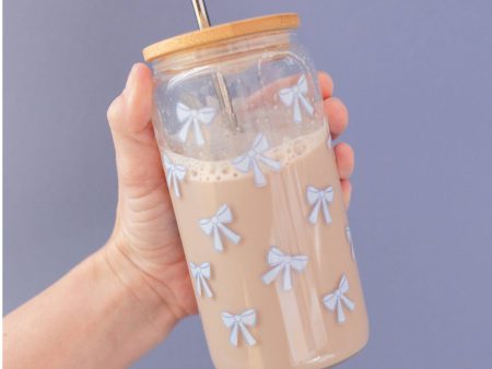 Blue Bows Coffee Glass Can Fashion