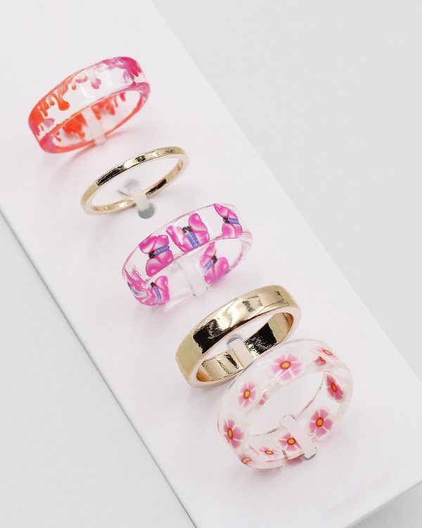 5PC Assorted Fashion Ring Set For Sale