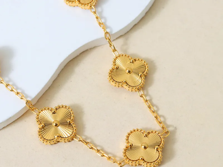 Elegant Four Leaf Clover All Gold Bracelet For Discount