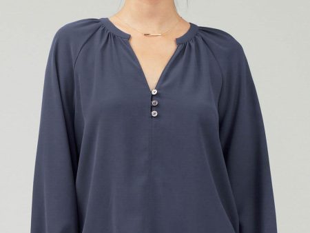 Mandarin Collar Split Neck Blouse Fashion