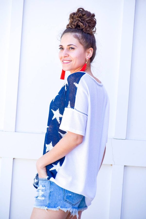 American Women Flag Knit Blouse Discount