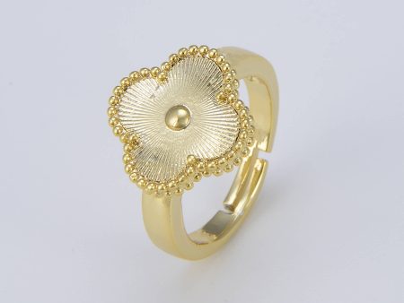 Four Leaf Clover Gold Adjustable Ring Online now