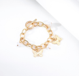 Butterfly Pearl Chain Link Bracelet For Sale