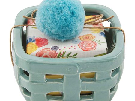 Blue Floral Soap Set Holder Hot on Sale