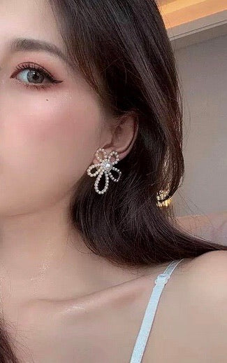 Pearl Flower Statement Earrings For Sale