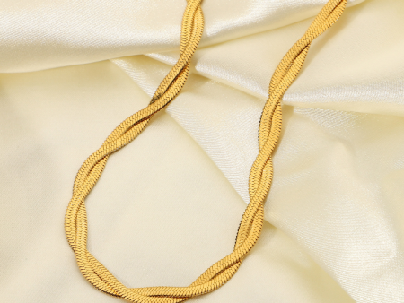 Gold Criss Cross Snake Chain Necklace on Sale