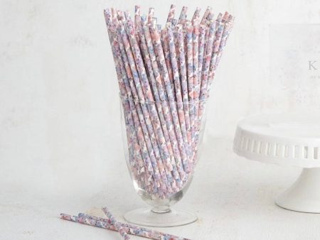 Vintage Floral Paper Drinking Straws For Sale