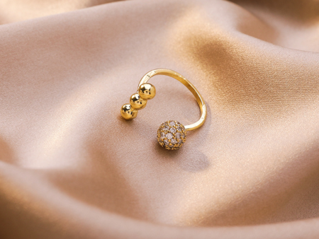 Gold Round Ball Open Ring on Sale