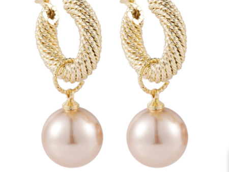 Pearl Drop Huggie Earrings Online Sale