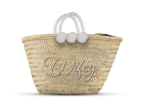 Wifey Straw Pom Pom Bag Hot on Sale