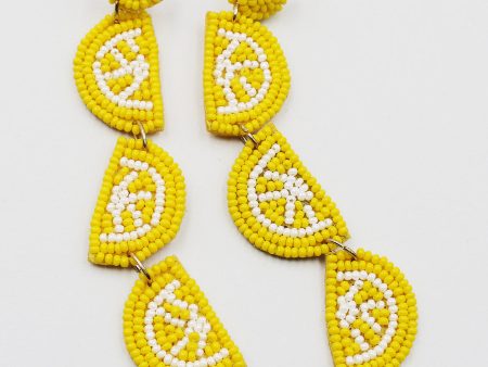 Beaded Citrus Fruit Slices Dangle Earrings Online Hot Sale