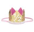 1 2 Birthday Glitter Crown Headband Supply