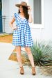 Stroll In The Park Blue Checkered Dress Sale