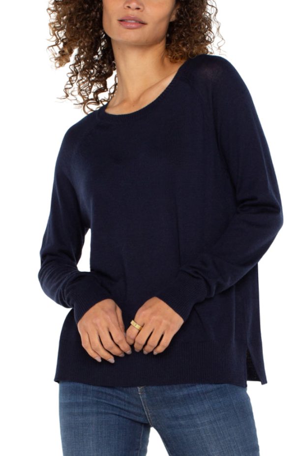 Long Sleeve Raglan Sweater with Side Slit Online Sale