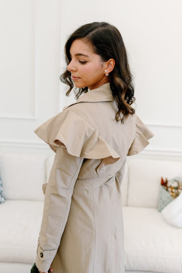 Ruffle Detail Trench Coat Cheap