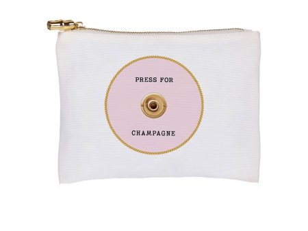 Press For Champagne Flat Zip Pouch on Sale