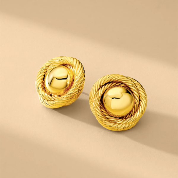 Vintage Twisted Round Stud Statement Earrings on Sale