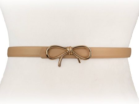 Gold Leather Bow Belt Fashion