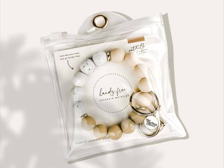 Oatmilk Latte Silicone Beaded Keychain Wristlet Sale