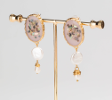 Pink Mosaic Pearl Drop Earrings Sale