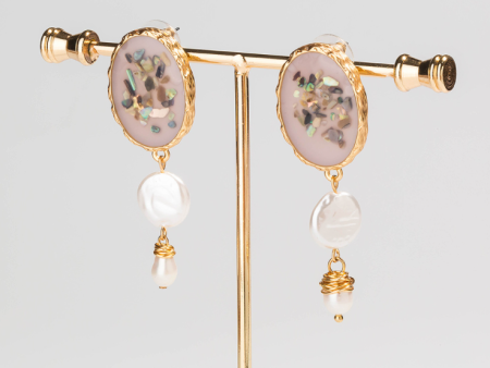 Pink Mosaic Pearl Drop Earrings Sale