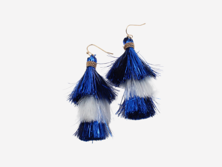 Blue & White Tassel Earrings Sale