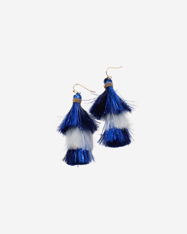 Blue & White Tassel Earrings Sale