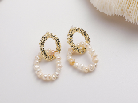 Double Hoop Gold Pearl Dangle Earrings For Discount