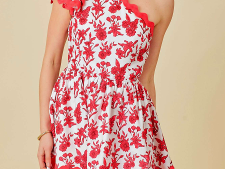 Ric Rac Floral One Shoulder Mini Dress For Cheap