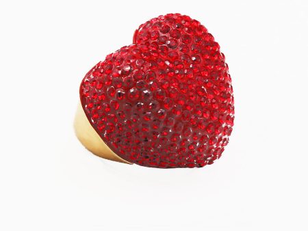 Rhinestone Heart Stretch Ring Sale