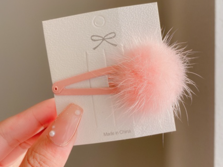 Faux Mink Pom Pom Hair Clips Hot on Sale