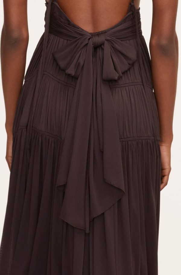 Ruched Mesh Maxi Dress For Cheap