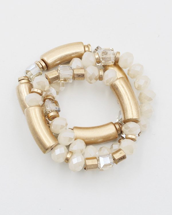 Gold Tone Metal & Crystal Bead Bracelet For Discount