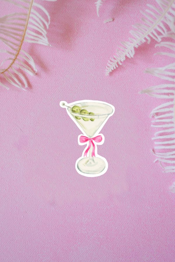 Pink Bow Dirty Martini Vinyl Sticker Hot on Sale