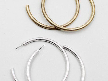 2.5 Inch Matt Metal Hoop Earrings Sale