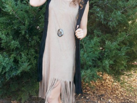 Birds Of A Feather Taupe Suede Dress Hot on Sale