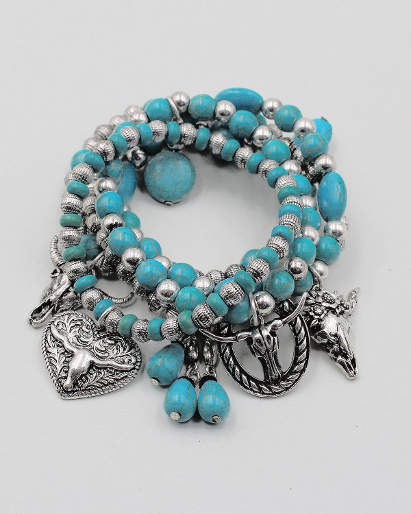 Multiple Layered Bull Head Charm Bracelet For Sale