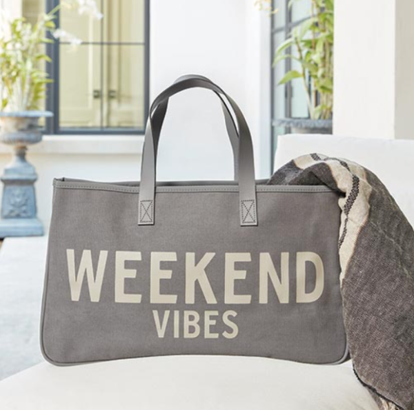 Weekend Vibes Grey Canvas Tote Discount