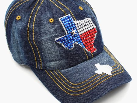 Texas Map Denim Baseball Cap For Cheap