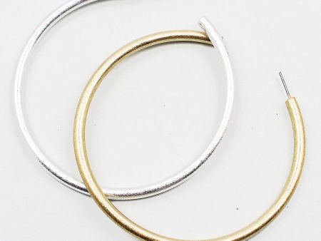 3 Inch Matt Metal Hoop Earrings Sale