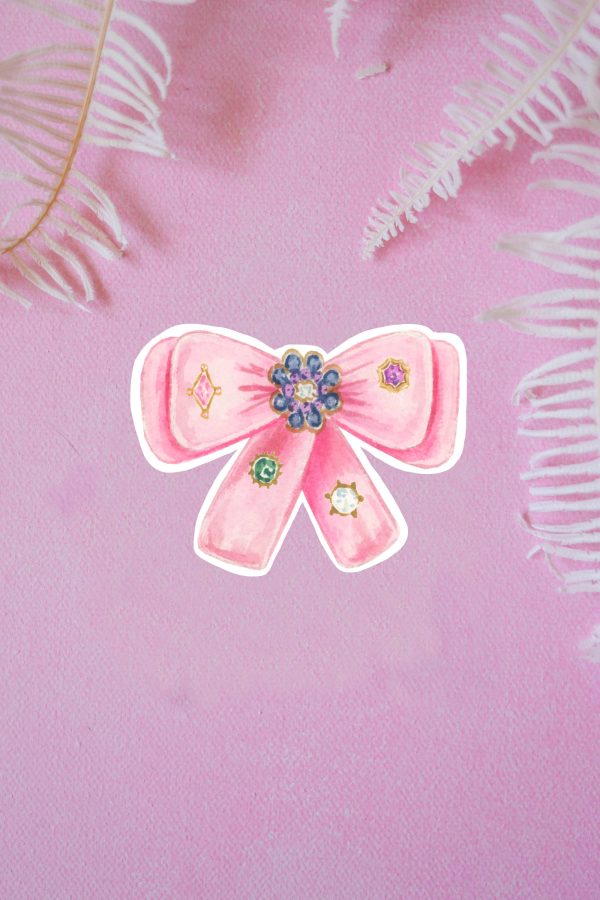 Pink Rhinestone Bow Vinyl Sticker For Cheap