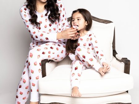 ILY Berry Much Strawberry Women s Two-Piece Bamboo Pajama Set Sale